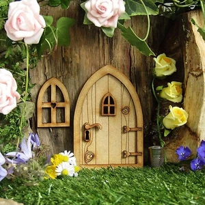Fairy Door and Windows Set for Trees Miniature Fairy Pixie Garden Outdoor Decor - Picture 1 of 19