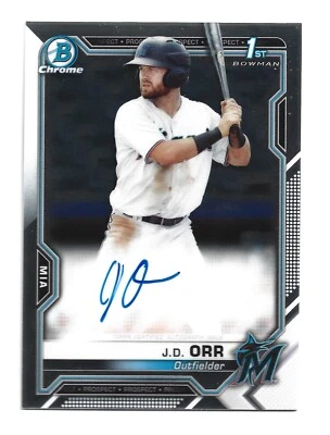 J.D. Orr AUTOGRAPH Miami Marlins 2021 Bowman Chrome #CPA-JO AUTO Baseball - Image 1 of 2
