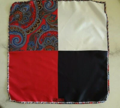 J. Z. Richards Red/Black/White/Paisley Silk Pocket Square Made in Italy - Image 1 of 4