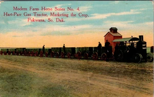 PUKWANA, SOUTH DAKOTA - HART-PARR GAS TRACTOR - FARMING - OLD POSTCARD - Picture 1 of 2