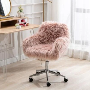 Modern Faux fur home office chair fluffy chair for girls makeup vanity Chair - Picture 1 of 7