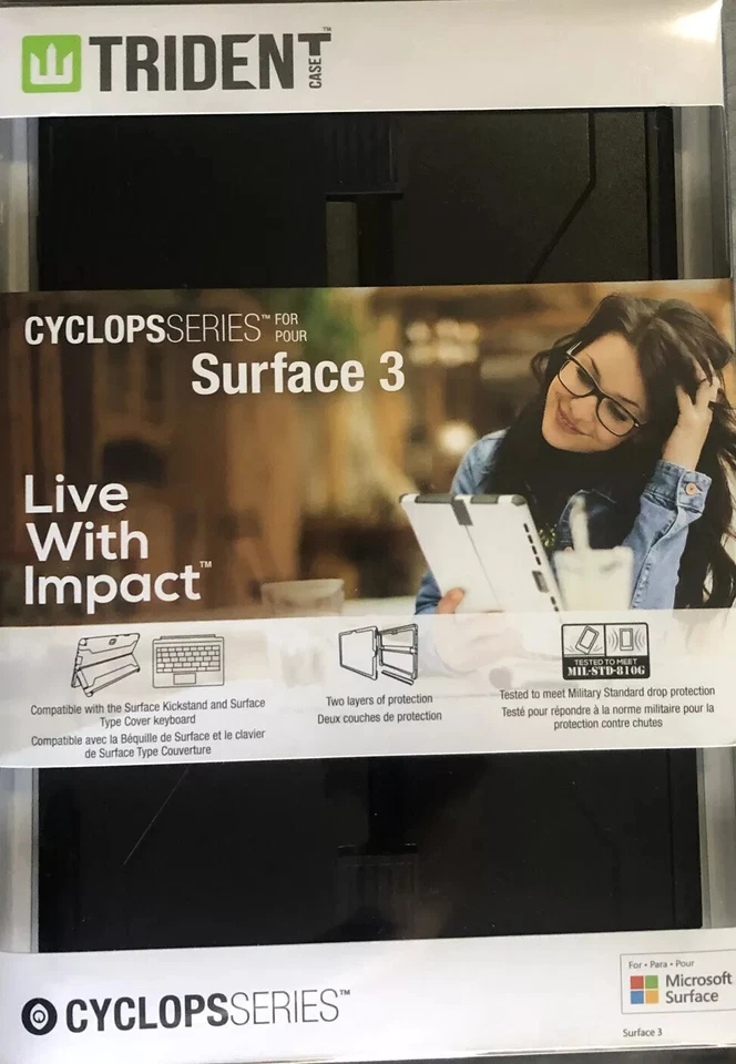 NEW - Trident Microsoft Surface 3 Cyclops Series Case - CY-MSSF03-BK000 - Black - Image 1 of 1