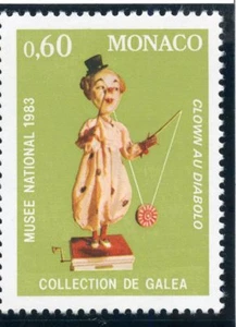 BRIEFMARKE / BRIEFMARKE VON MONACO NR. 1378 ** AUTOMAT / CLOWN AU DIABOLO - Bild 1 von 1