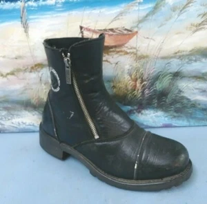 HARLEY DAVIDSON Motocycle zipper Boots Black Womens Sz 7.5 - Picture 1 of 9