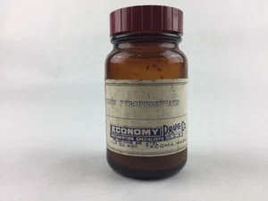 Vintage Iron Pyrophosphate Pharmacy Bottle 3.5" Economy Drug Co Tacoma WA - Picture 1 of 5