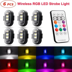 6PCS Rechargeable Wireless LED Strobe Light RGB 8 Colors Flashing Warning Lights - Picture 1 of 12
