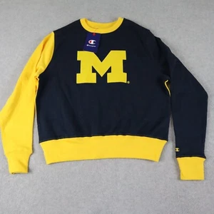 Michigan Wolverines Sweatshirt Mens Large Champion Pullover Blue Long Sleeve NWT - Picture 1 of 7