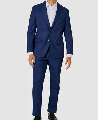 $395 Van Heusen Men's Blue Classic-Fit Plaid Jacket Pants 2-Piece Suit Size 43L - Image 1 of 4