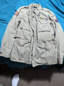Polo Ralph Lauren Military Army Green Utility Field Jacket Flag Size Large - Picture 1 of 10