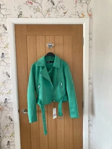 BNWT ZARA Green Faux Suede Jacket Size M - Picture 1 of 12