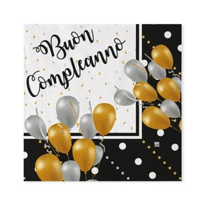 Tovaglioli di carta Buon Compleanno Prestige Nero e Oro 33x33 cm 20 Pz - Foto 1 di 1