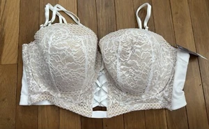 Cacique Lane Bryant Women BOOST STRAPLESS BRA 46D White Lace Multiway Strap WIRE - Picture 1 of 10