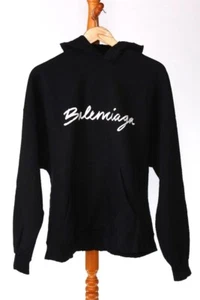 BALENCIAGA OVERSIZED LOGO SWEAT HOODIE 674986 TMVB5 1070 BLACK size 4 /UNISEX - Picture 1 of 10