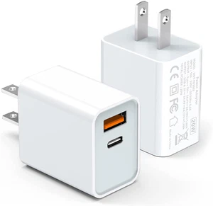 USB C Wall Charger Block 20W, 2-Pack Dual Port PD Power Delivery Fast Type C ... - Picture 1 of 1