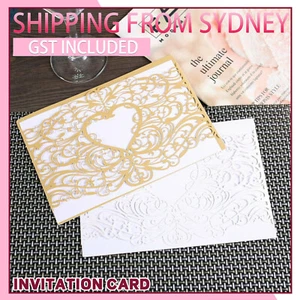 UP TO 100pcs Heart Laser Cut Wedding Invitations Card Pearl Card Insert Envelope - Picture 1 of 9