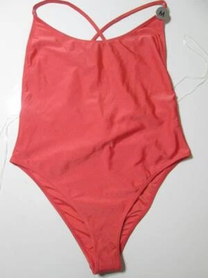 全新带标签 Forever 21 女式 M 码连体泳装珊瑚色无线无衬里交叉背 — 第 1/4 张图片