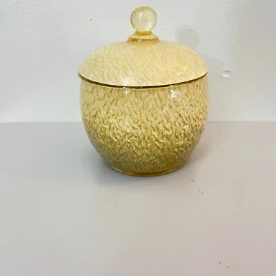 Tarro de tocador esmaltado tallado en remolino MCM Art Deco MUY RARO 6" Foto 1 de 4