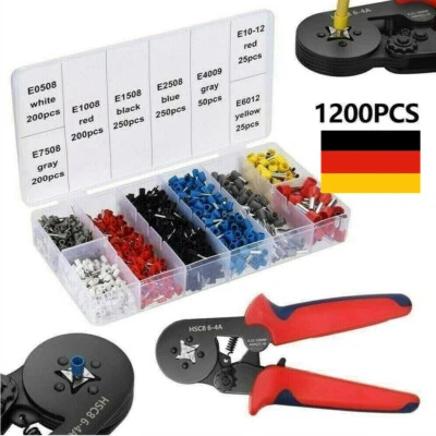 Crimpzange 1200 teilig Set Aderendhülsenzange 0,25-10mm² Kabelschuhe Presszange - Bild 1 von 4