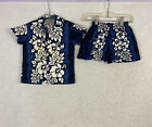 Royal Hawaiian Toddler Outfit Shirt Shorts Floral Blue Boys 1T 90S Y2k Classic