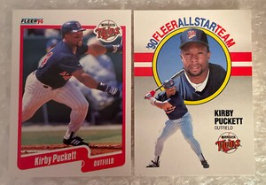 1990 Fleer Kirby Puckett Lot- BASE #383 & FLEER ALL STAR TEAM- Sharp