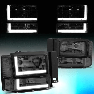 PARA FORD EXPLORER 1991-1994 BARRA LED DRL FARO PARACHOQUES LÁMPARA ESQUINA JUEGO AHUMADO Foto 1 de 4