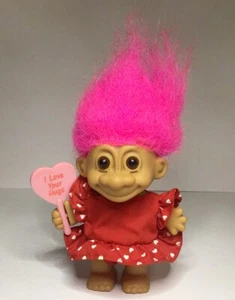 Vestido Russ I Love Your Hugs Troll Día de San Valentín Pelo Rosa Rojo Con Corazones Blancos - Imagen 1 de 22