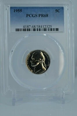 PR68 1955 JEFFERSON NICKEL PCGS GRADED 5C PROOF MIRROR LOOK LIKE COIN PR 68 - Image 1 of 4