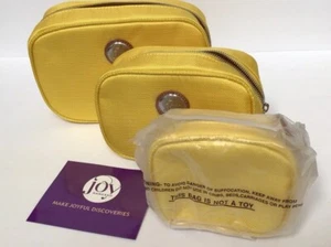 Joy Mangano Joy Travel Ease Tuff Tech Set of 3 Yellow Nesting Travel Pouches - Picture 1 of 7