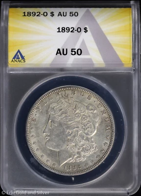 Dólar de plata Morgan 1892-O $1 ANACS AU 50 Foto 1 de 4