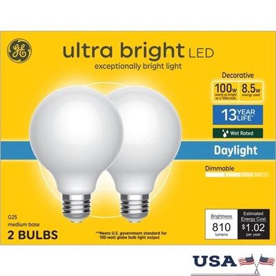 Ultra Bright LED Light Bulbs 100W Equivalent Dimmable Energy Saving 2 Pack New - Image 1 of 4
