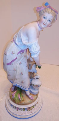 ANTIGUA FIGURA VION & BAURY PORCELANA BISQUE CAMPESINA NIÑA FRANCESA 12,5" Foto 1 de 4