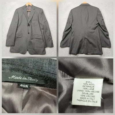 Blazer Theory Made in Italy Hombre 40R Gris Chaqueta de Lana a Rayas Foto 1 de 4