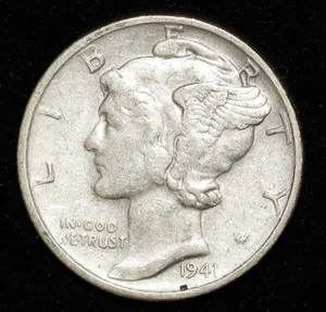 1941 S Large S Mercury Silver Dime Circulated San Francisco - Picture 1 of 2