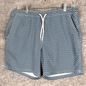 Pantalones cortos de baño J Crew Flex para hombre pequeños azules blancos patrón geométrico secado rápido - Imagen 1 de 10