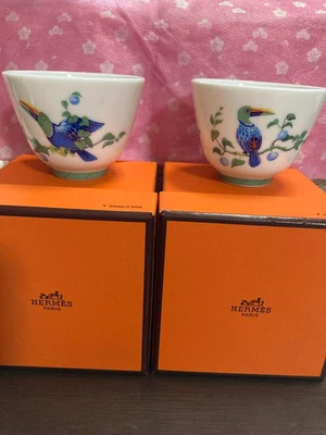 Lot de 2 tasses Hermès Toucans oiseaux avec boite rare porcelaine café thé... - Photo 1/4