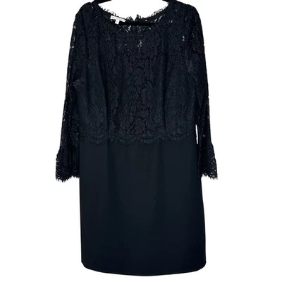 RSVP by Talbots Black Lace Dress Sheath Cocktail Party Plus Size 16 - Image 1 of 4