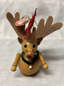 Steinbach Reindeer In A Santa Hat Ornament Tag On 4-1/2” - Picture 1 of 7