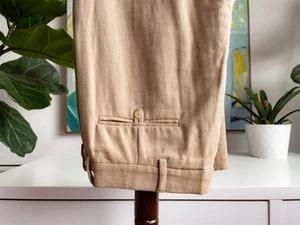 Polo Golf Ralph Lauren Herrenhose 33W Fischgrätmuster Leinen Baumwolle 33X38 neu ohne Etikett - Bild 1 von 14