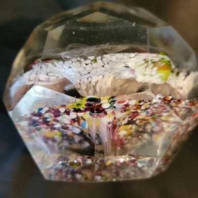 Antique Faceted Bohemian MAGNUM floral art crystal glass paperweight - image 1 of 4