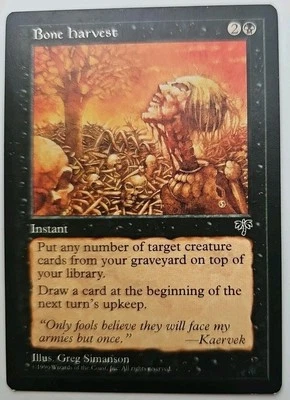MTG Magic The Gathering Card Bone harvest Instant Black Mirage 1996 - Image 1 of 2