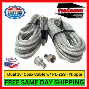 ProComm PR18-SD8XN13 18" Coax Cable PL-259 Plug-Nipple UHF Connector Co-Phase - Picture 1 of 7