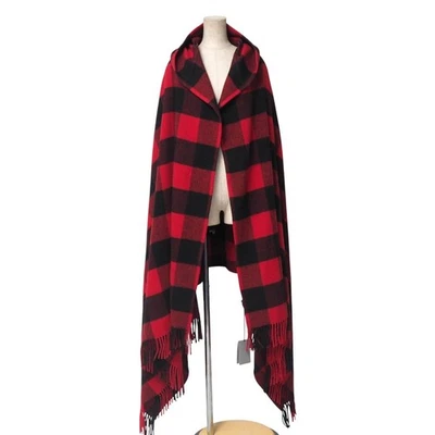 Artículo sin usar Abrigo BALENCIAGA Talla L Cuadros Capucha Flecos Capa Manto Hecho en I... Foto 1 de 4