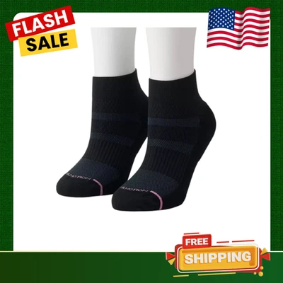 [SALE] Women's Dr. Motion Everyday Compression Quarter Socks - Black Gray - Image 1 of 4