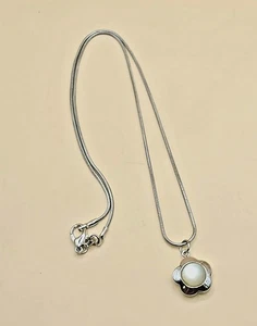 Schlangenkette aus 925er Sterlingsilber Vintage-Anhänger Mondstein Cabochon - Bild 1 von 5