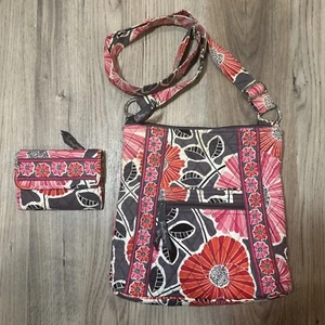 Vera Bradley Cherry Blossom Crossbody Handbag Purse And Matching Wallet Set - Picture 1 of 12