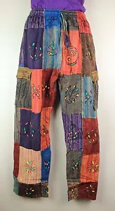 S-5XL Patchwork Freizeit Baumwolle Hose Hippie Yoga Hose Festival Kampf HT12 - Bild 1 von 2