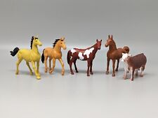 New Ray Popak Toy Farm Horses Cow 3.5" Spots Vintage Figures Western Lot of 5
