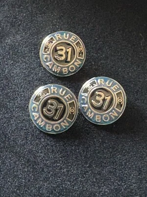 CHANEL 31 Rue Cambon Paris Logo Buttons – Set of 3, Silver-Tone, Rare 15mm - Image 1 of 4