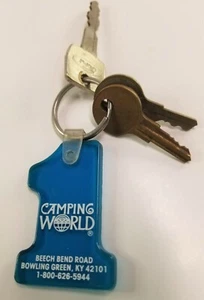 Vintage Keychain Camping World Bowling Green Kentucky KY Fob Ring Advert A21a - Picture 1 of 2
