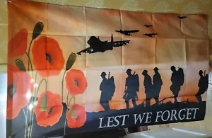 Lest We Forget Flag Poppy Armistice Rememberence Day 90 X 150 Cm - Picture 1 of 1